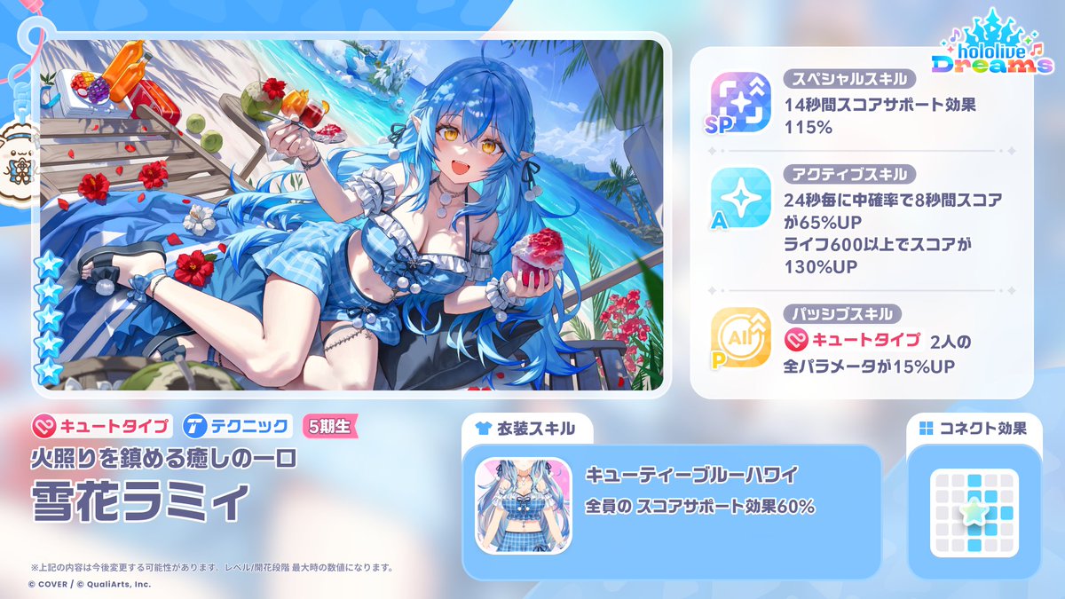 hololive_dreams's tweet photo. /／
 新メンバースキル紹介☃️
\＼

★5【火照りを鎮める癒しの一口】雪花ラミィのスキル詳細はこちら✨

10/7(水)11:00より開催のガチャに登場🎉

#ホロドリ https://t.co/G0NMFUgZQS