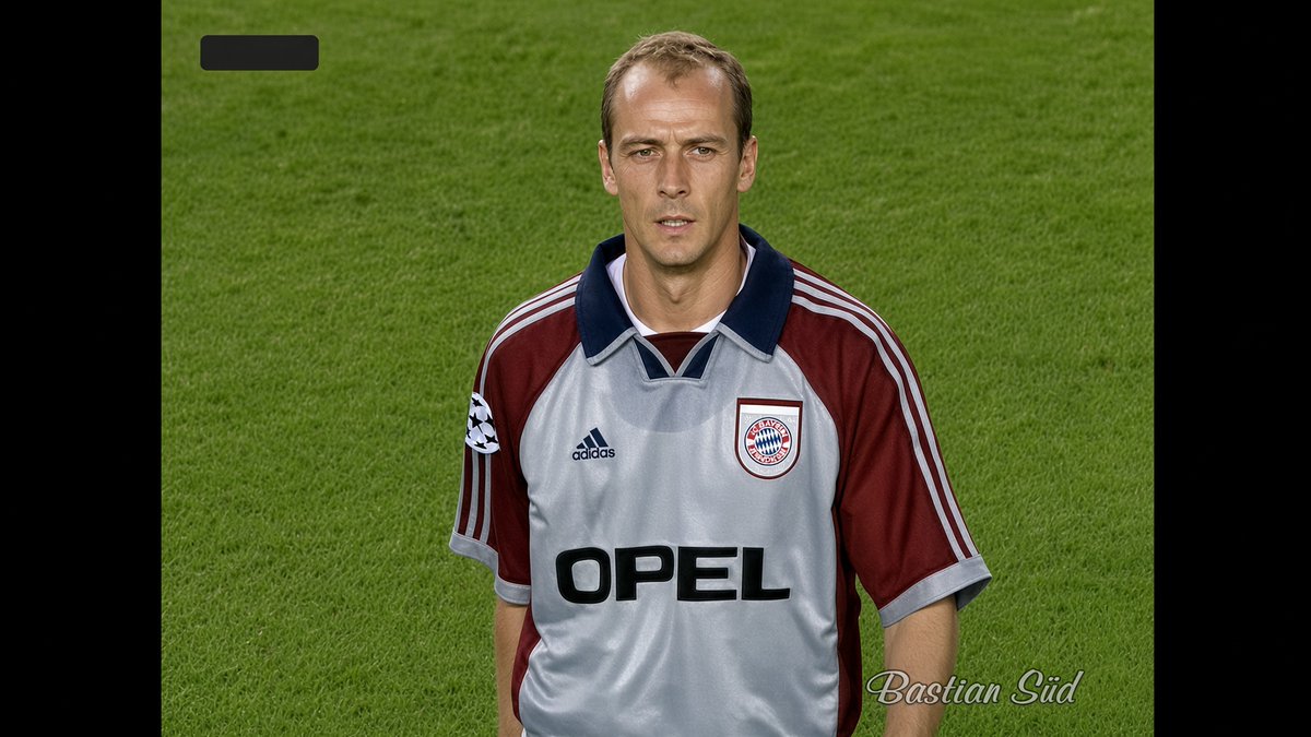 A man with short hair wears a white and maroon Bayern Munich football jersey featuring the Adidas brand and OPEL sponsor logo, with 'Bastian Süü' watermark visible.