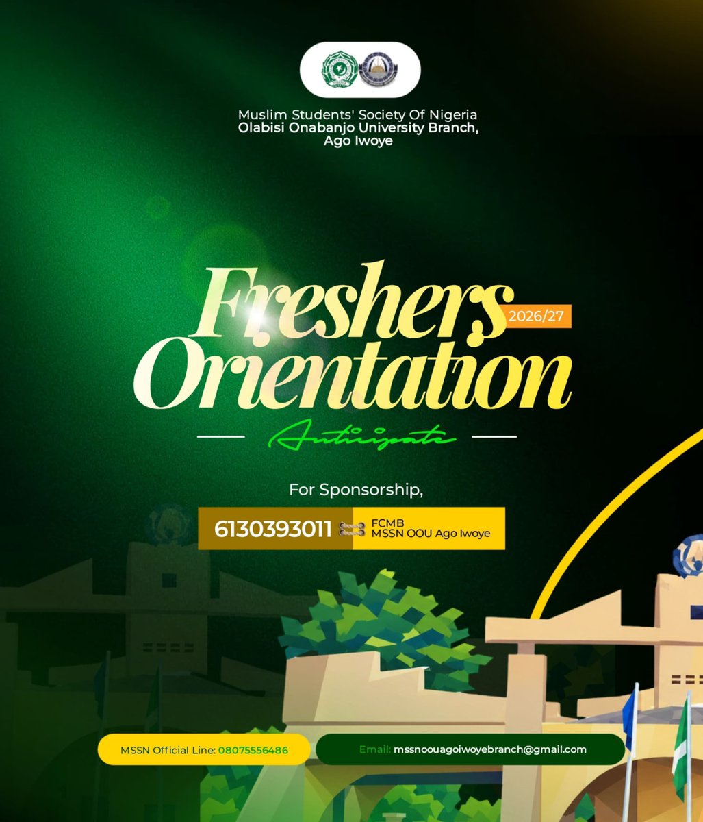 mssn_oou's tweet photo. π HEY, FRESHERS! SOMETHING SPECIAL IS COMINGβ¦ πβ¨
Your university journey has officially begun, and trust us, you donβt want to navigate it alone! π€
...
#MSSNOOU #FreshersOrientation #WelcomeToOOU #MuslimStudents #NewBeginning https://t.co/ufUaFY1uhw