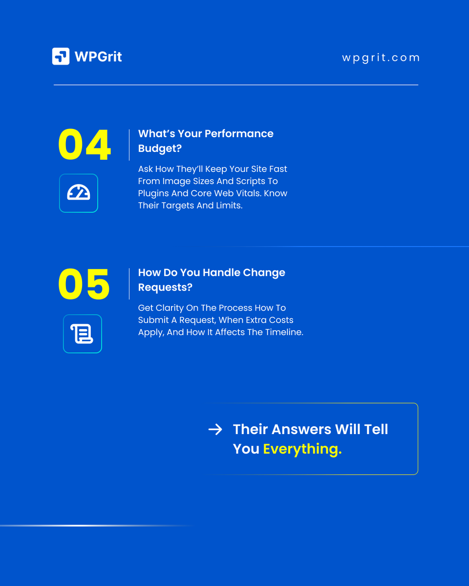 wpgrit's tweet photo. A cheap WordPress developer can become an expensive mistake.

Before hiring, ask the questions that reveal their development process, performance approach, and long-term support.

Explore WordPress solutions 
https://t.co/hkKhbZUjHh

#WordPress #WebDesign #Development #WPGrit https://t.co/PcOZIWJBU5