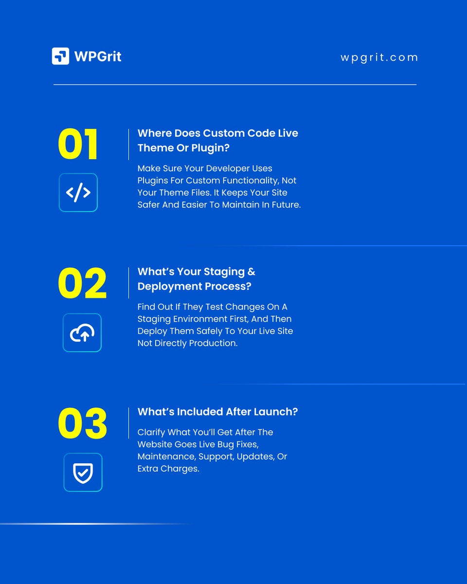 wpgrit's tweet photo. A cheap WordPress developer can become an expensive mistake.

Before hiring, ask the questions that reveal their development process, performance approach, and long-term support.

Explore WordPress solutions 
https://t.co/hkKhbZUjHh

#WordPress #WebDesign #Development #WPGrit https://t.co/PcOZIWJBU5