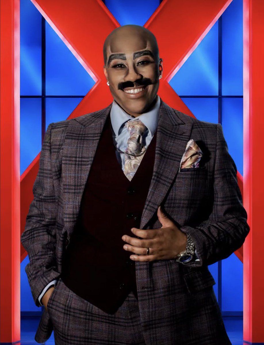 Drag_Crave's tweet photo. Cyrus K. Stratton looks fantastic as Steve Harvey in his "The Dong Show" look for King of Drag season 2. Now streaming on Revry. https://t.co/IDnx7KB31J