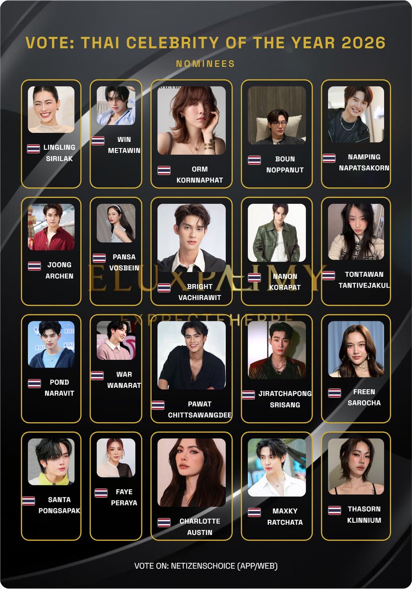 thenreport's tweet photo. THAI CELEBRITY OF THE YEAR 2026 #ThaiCelebrityOfTheYear

APP VOTE: IOS: https://t.co/hvZtDrz37I
Android: https://t.co/5Cri2Aoepm

VOTE: https://t.co/YqwHBuvCv6 https://t.co/2cKQQhNLbt