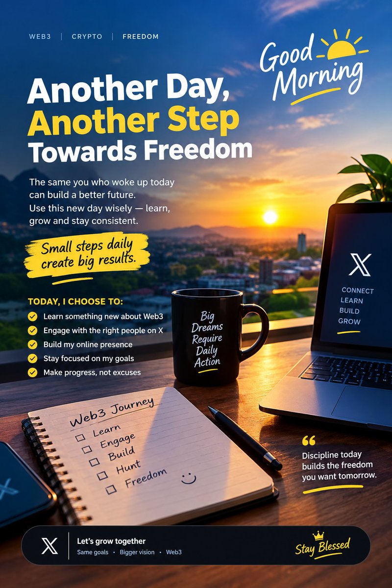 Hydrweb3's tweet photo. Good morning Web3 fam ☀️🚀

Day 1 of my Web3 journey.

Learning. Building. Connecting.

Who else is starting their Web3 journey from zero? 👇

Let’s grow together. 🤝
Proud to be @NovaAcademy01
Student
#Web3 #Crypto https://t.co/Fj690EesVD