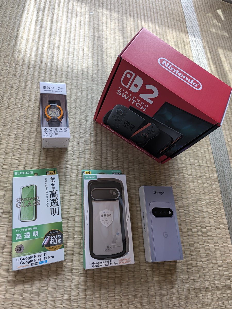 randiro's tweet photo. 本日のお買い物

Switch2
Google Pixel 11
フィルムとケース
仕事用腕時計

なかなかパワホーなお値段でしたが5年間コツコツほったらかしといたPayPayのポイント運用のおかげで手出し０円！！ https://t.co/1JxzXHj2td