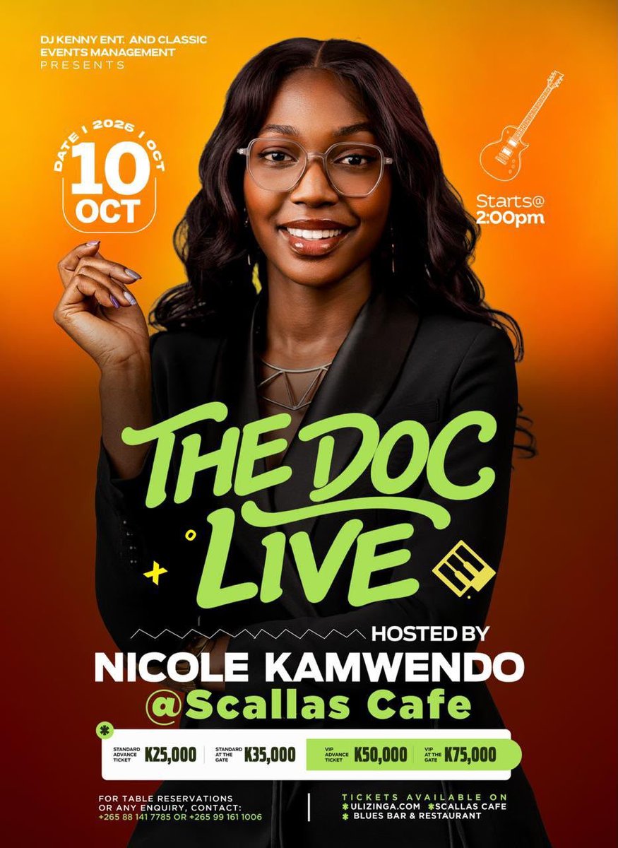 MjaySteven's tweet photo. 📆10 OCTOBER ndili ku SCALLAS CAFE, BLANTYRE 🔥
📌 THE DOC LIVE 👌👍
🎫 Tickets – https://t.co/pyV2UKdeA2
#ScallasCafé #TheDocLive #Namadingo https://t.co/L8ZgAXTEoc