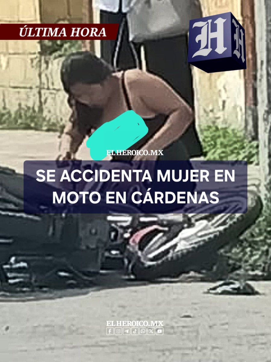 ElHeroicoDiario's tweet photo. #LODEHOY ⚠️ SE ACCIDENTA MUJER EN MOTO
➡️ Una mujer resultó lesionada tras accidentarse en #Cárdenas #Tabasco en la esquina de Aurelio Sosa Torres y Revolución, en la colonia Pueblo Nuevo.
La fémina fue auxiliada y se desconocen las causas.
#ElHeroicoDiario #Noticias #Alerta https://t.co/QEhUu7s5qE