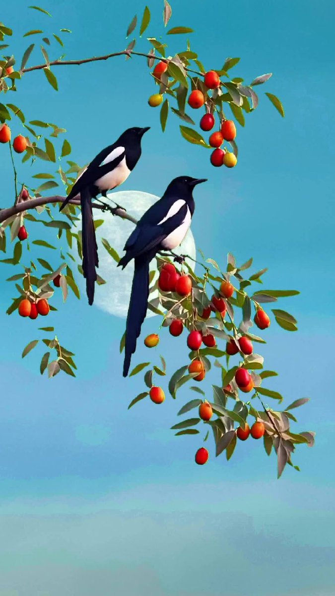 ElinorePhamx's tweet photo. En el bosque mágico, el pájaro picotea el fruto del árbol del sol, y juntos forman un gran alianza que trae prosperidad a la región. https://t.co/plhRy5Axbl