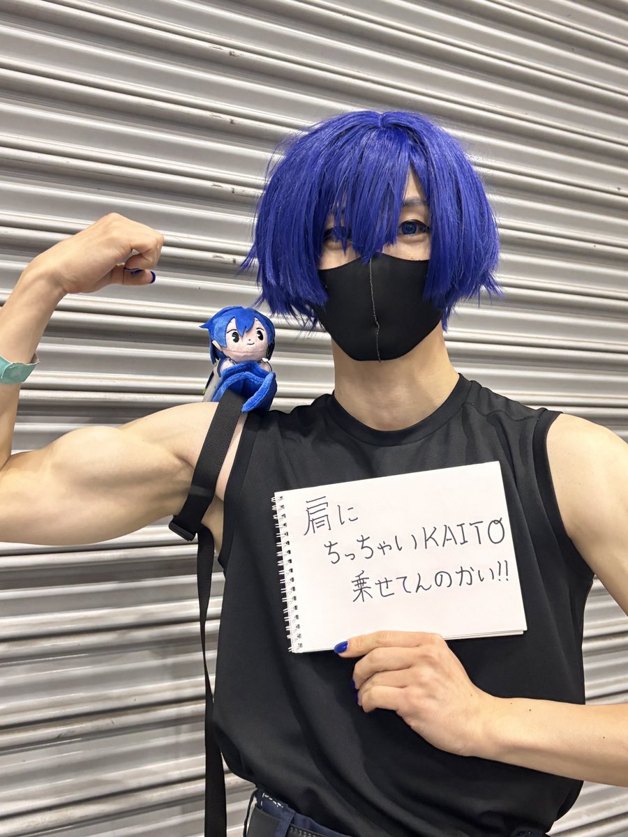 hatukosu's tweet photo. 肩にｨ！！！！！！
ちっちゃいKAITOｫ！！！！
乗せてんのかぁ〜いｯ！！！！！！

ほら笑って…笑えよ…良い年したおっさんが身体を張ってるんだ…笑ってくれ… https://t.co/hXZQIRL4mw