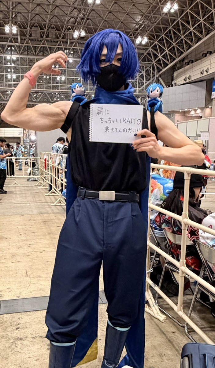 hatukosu's tweet photo. 肩にｨ！！！！！！
ちっちゃいKAITOｫ！！！！
乗せてんのかぁ〜いｯ！！！！！！

ほら笑って…笑えよ…良い年したおっさんが身体を張ってるんだ…笑ってくれ… https://t.co/hXZQIRL4mw