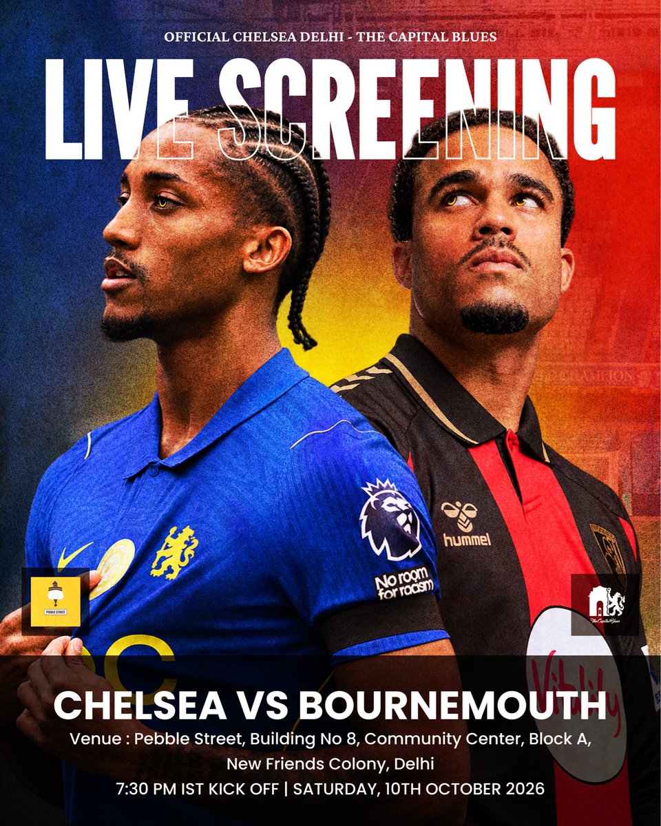 TheCapitalBlues's tweet photo. ๐จSCREENING ALERT๐จ
๐ Bournemouth
๐
Sat, 10 Oct
๐ข 7:30 PM
๐ Pebble Street, NFC
๐๏ธ โน250 Cover (redeemable)
Pre-register to lock in the early bird offer! ๐ป
๐ https://t.co/W3kFSha3nW
KTBFFH! ๐
#CHEBOU #CFC #ChelseaIndia #DelhiBlues
#Delhi #Live https://t.co/ZaMbEhKfyX