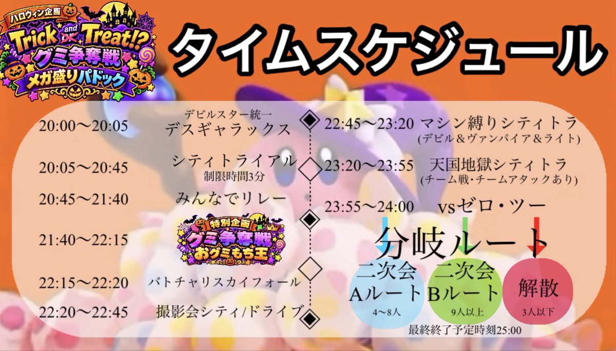 Ma_Rui01's tweet photo. 🎃ハロウィン企画🎃
Trick and Treat！？　グミ争奪戦
メガ盛りパドック

10月24日(土)20時

予告してた第2回メガ盛りパドック開催します！！
今回のために考えた特別企画も用意してます！！
たくさんの参加お待ちしてます！

①PV
②宣伝カード
③スケジュール表

詳細は後日少しずつ解禁していきます https://t.co/JdxknpgI5P