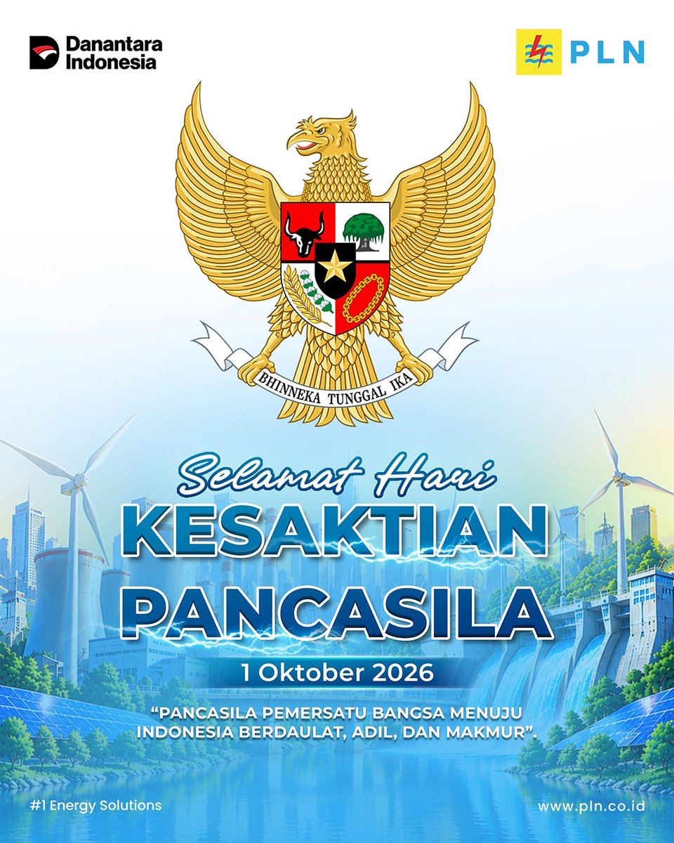 MarosElectrizen's tweet photo. Pancasila menjadi landasan dalam menjaga persatuan dan kebersamaan bangsa Indonesia. 🇮🇩

Yuk, terus wujudkan semangat gotong royong untuk Indonesia yang semakin kuat dan terang bersama PLN!

#PLN #plnuntuksemua #plnuntukindonesia #harikesaktianpancasila https://t.co/7zzFWJMoeA