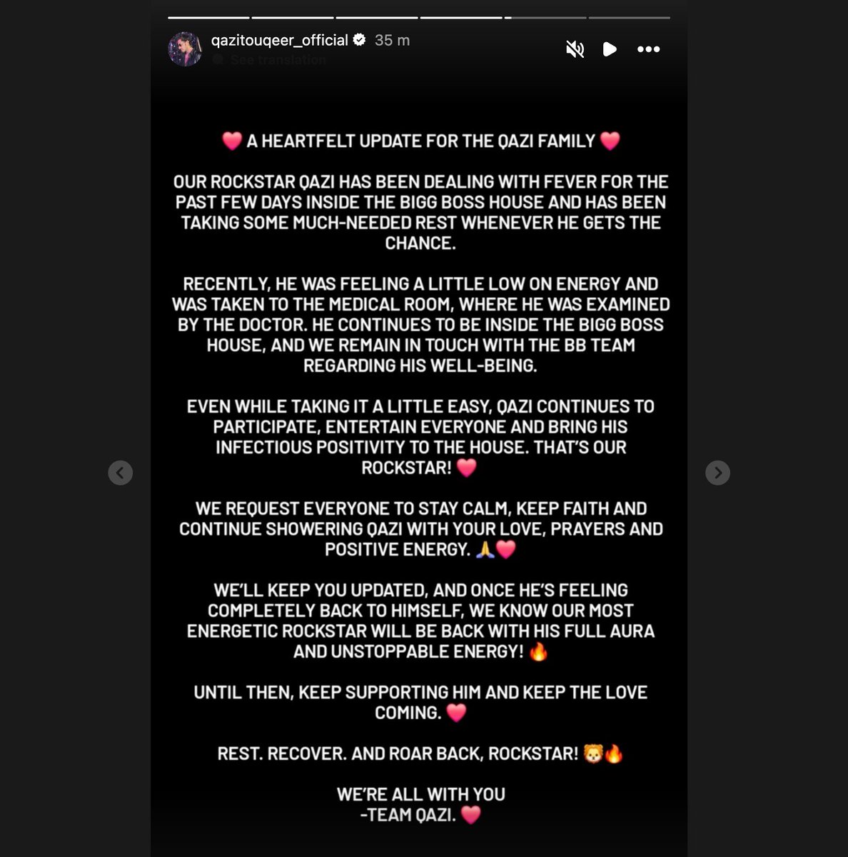 BB20Vibes_'s tweet photo. Qazi was reportedly taken out of the Bigg Boss house for a few hours for a medical check-up and was kept under observation.
The good news is that he is back inside the house now. ❤️🥹
#BiggBoss20 #QaziTouqeer #BB20 https://t.co/ePevNGBtvW