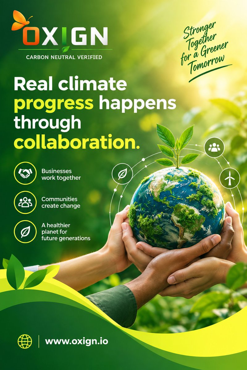 JoinOxign's tweet photo. Real climate progress happens through collaboration #Oxign #GreenMovement #ClimateCollaboration #ClimateLeadership #ClimateAction #ClimateChange #GreenBusiness #Sustainability #netzero #carboncredits #ecofriendly #ClimateAction https://t.co/eJHj2hnNkp https://t.co/EmCqDCwkme