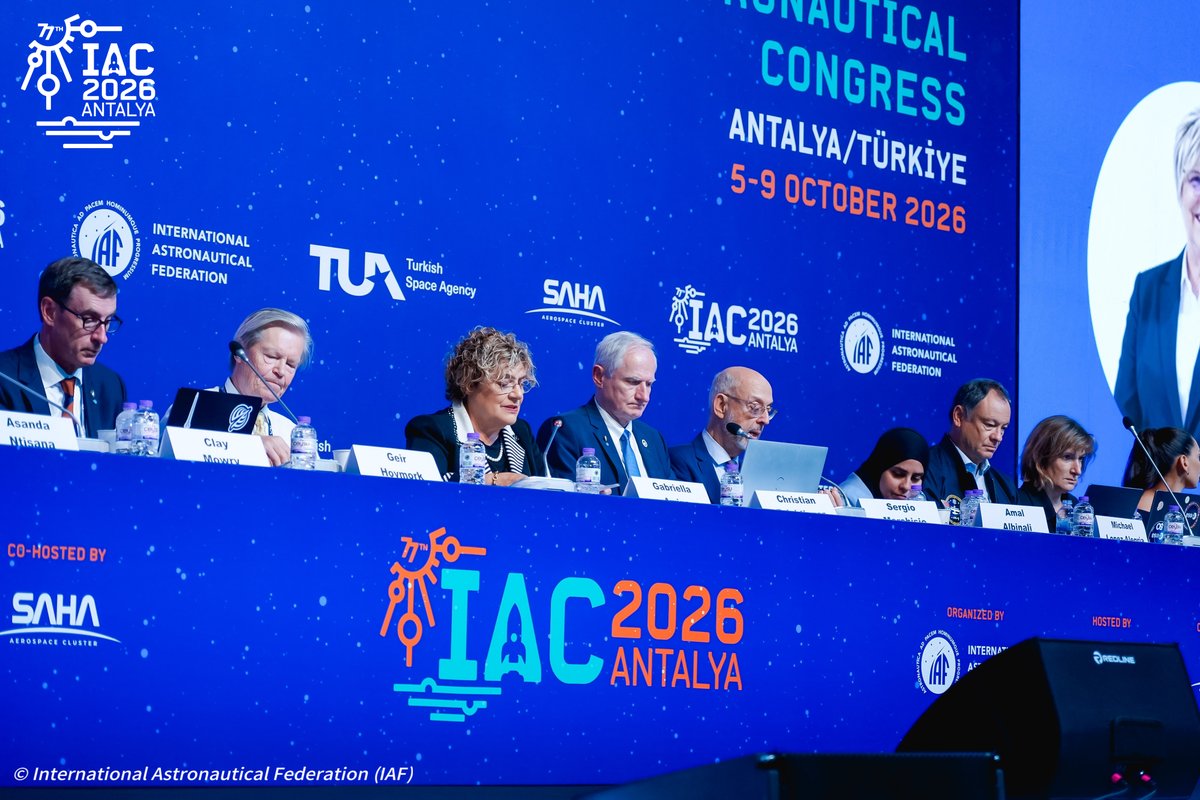 iafastro's tweet photo. Reflecting on a successful first day at IAC 2026 in Antalya! ✨
Day 1 brought together leaders, researchers, and industry partners, young professionals from across the global space sector, kicking off the Congress!🚀

Thank you to all delegates, exhibitors, and speakers for contributing to a strong start. We look forward to delving deeper into Plenaries, Technical Sessions, and Exhibition insights throughout Day 2!
#IAC2026