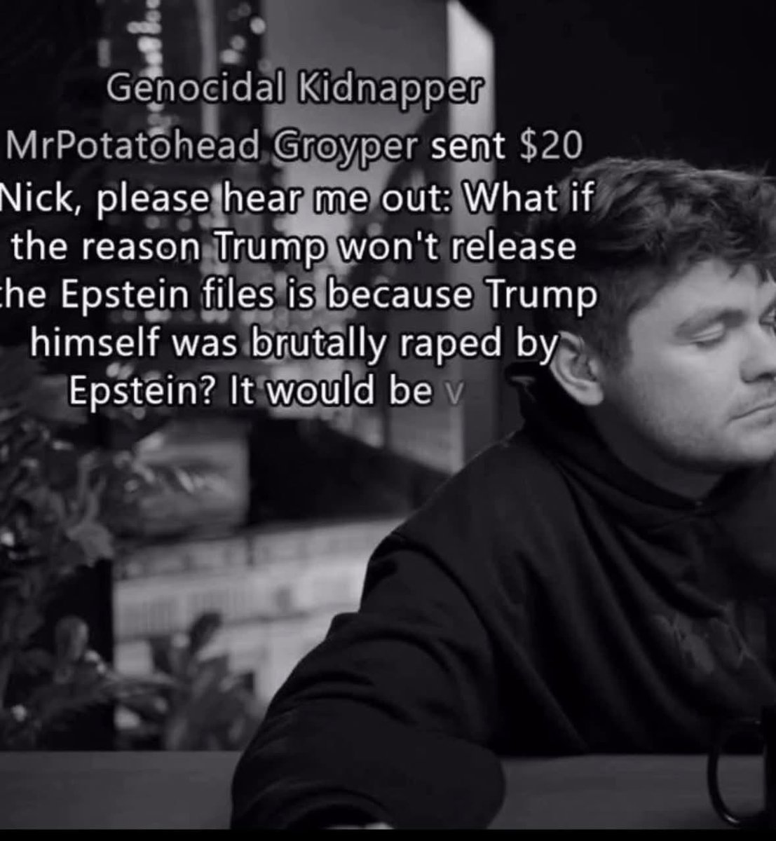 UNATCOHillaryPC's tweet photo. Nick Fuentes’ reaction to his superchats is similar to how a cartoon villain gets mad at his henchmen when they do something stupid https://t.co/tv2WwlY7kG