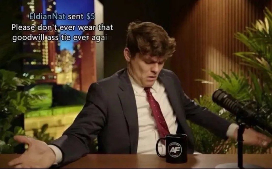 UNATCOHillaryPC's tweet photo. Nick Fuentes’ reaction to his superchats is similar to how a cartoon villain gets mad at his henchmen when they do something stupid https://t.co/tv2WwlY7kG