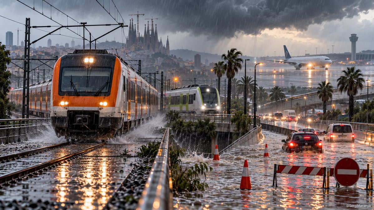 SergiMaranya's tweet photo. 🔴 ATENCIÓ 08.00 h: Catalunya continua amb importants afectacions a la mobilitat després dels aiguats. Estat dels transports aquest dimarts:

🚆 RODALIES

👉🏻 R1: recuperació progressiva del servei. Trens entre l’Hospitalet i Arenys de Mar i servei alternatiu per carretera entre Arenys i Maçanet-Massanes. Aquest matí pot presentar noves disfuncions.

👉🏻 R2 / R2 Nord: servei ferroviari entre Sant Andreu i l’Aeroport i entre Sant Andreu i Castelldefels. Entre Granollers Centre i Sant Celoni, servei alternatiu per carretera.

✅ R2 Sud: circulació ferroviària en tot el recorregut.

👉🏻 R3: circulació ferroviària entre la Garriga i Ripoll. Servei alternatiu per carretera en els trams afectats cap a Puigcerdà.

👉🏻 R4: trens entre Sant Vicenç de Calders i Barcelona-Sants. Entre Manresa i Terrassa, servei alternatiu per carretera. Els trens tampoc s’aturen a Fabra i Puig.

❌ R7: sense servei ferroviari. Alternativa amb el bus exprés e3 entre Barcelona, Cerdanyola i la UAB.

❌ R8: servei alternatiu per carretera en tot el recorregut.

👉🏻 R11 / RG1: servei alternatiu per carretera entre Portbou i Maçanet-Massanes i bus directe entre Girona i Sant Andreu.

🚆 REGIONALS / MITJANA DISTÀNCIA

👉🏻 R13 i R14: trens entre Lleida-Pirineus i les Borges Blanques. Servei alternatiu per carretera entre Lleida i Sant Vicenç de Calders.

✅ R15, R16, RT1, RL3 i RL4: circulació ferroviària en tot el recorregut.

👉🏻 R17 / RT2: servei alternatiu per carretera entre Tarragona i Salou-PortAventura.

✅ L’Avant Girona–Barcelona està previst que funcioni amb normalitat.

🚉 FGC

✅ Totes les línies funcionen amb normalitat aquest matí.

✈️ AEROPORT DEL PRAT

✅ L’aeroport continua operatiu i no consta cap suspensió general del servei aquest matí. L’operativa, però, arrossega les conseqüències del temporal: dilluns es van cancel��lar 29 vols i prop de 120 sortides van registrar retards.

🚗 CARRETERES ENCARA AFECTADES PELS AIGUATS

❌ C-352: tallada en tots dos sentits al túnel de les Franqueses del Vallès per inundacions.

❌ C-1415c: tallada a la Roca del Vallès per perill d’esfondraments.

⚠️ C-31: continua afectat l’enllaç amb la B-10 a Sant Adrià en sentit Trinitat per inundacions.

⚠️ C-59: pas alternatiu a Bigues i Riells per esllavissades.

⚠️ GI-682: afectacions a Blanes per inundacions i pas alternatiu entre Tossa de Mar i Sant Feliu de Guíxols per esllavissades.

⚠️ N-150: pas alternatiu a Terrassa per esllavissades.

⚠️ C-17: afectacions a Lliçà d’Amunt, amb un carril tallat en sentit Barcelona.