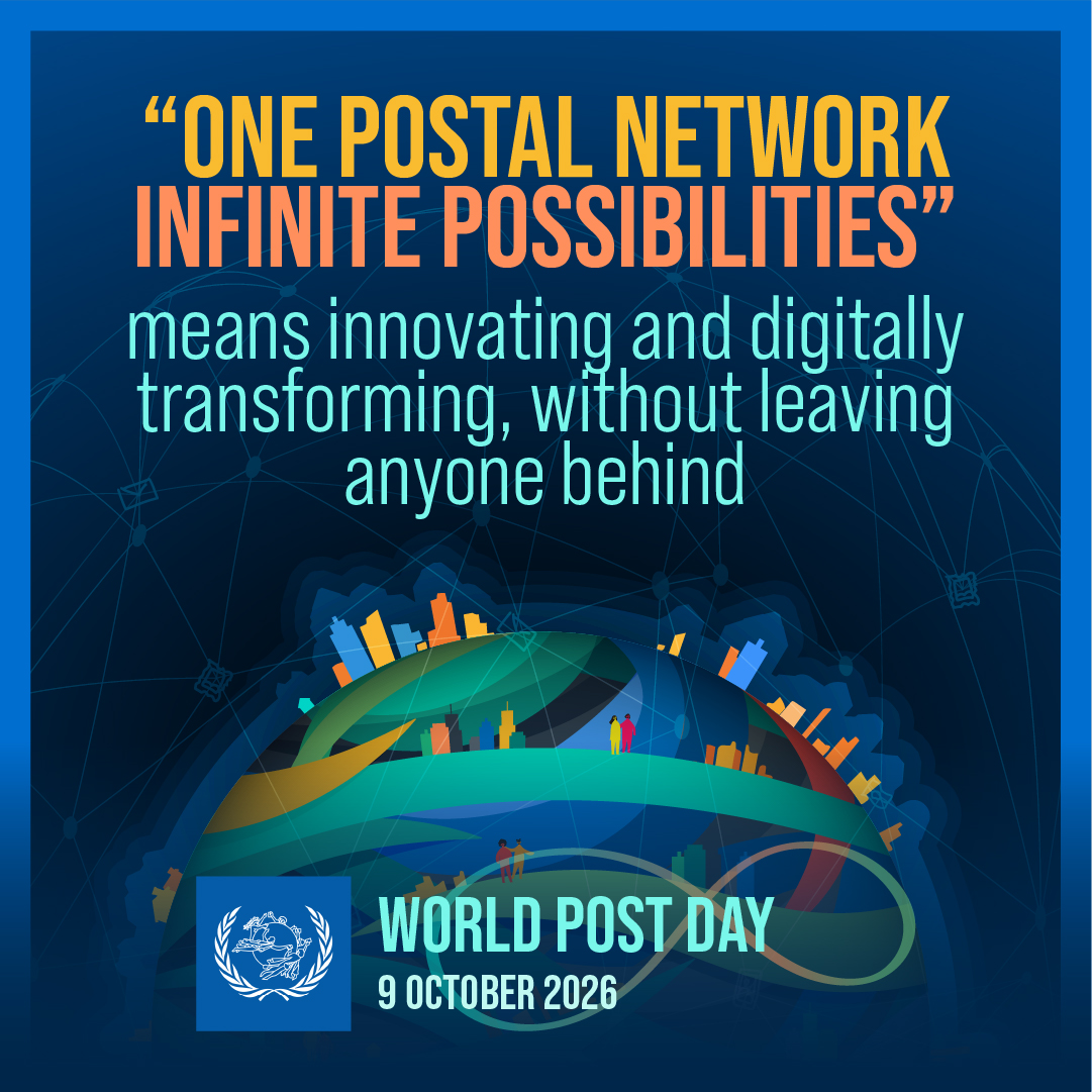 UPU_UN's tweet photo. 🌎#WorldPostDay 2026
“One postal network, infinite possibilities” means embracing innovation while leaving no one behind.
Postal networks are evolving through digital transformation, helping ensure that technology expands access & opportunity for everyone.🌐
#OnePostalNetwork https://t.co/IPecHrqtU6