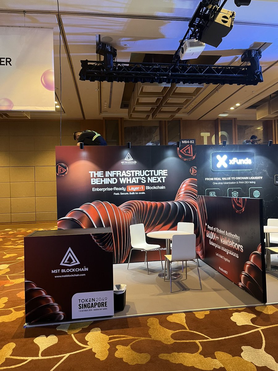 MSTBlockchainHQ's tweet photo. @MSTBlockchainHQ is all set for @token2049! 

Meet us Tomorrow at booth MB4-82.

Looking forward to meet you all 🇸🇬

#Token2049 https://t.co/WUaVLTiize