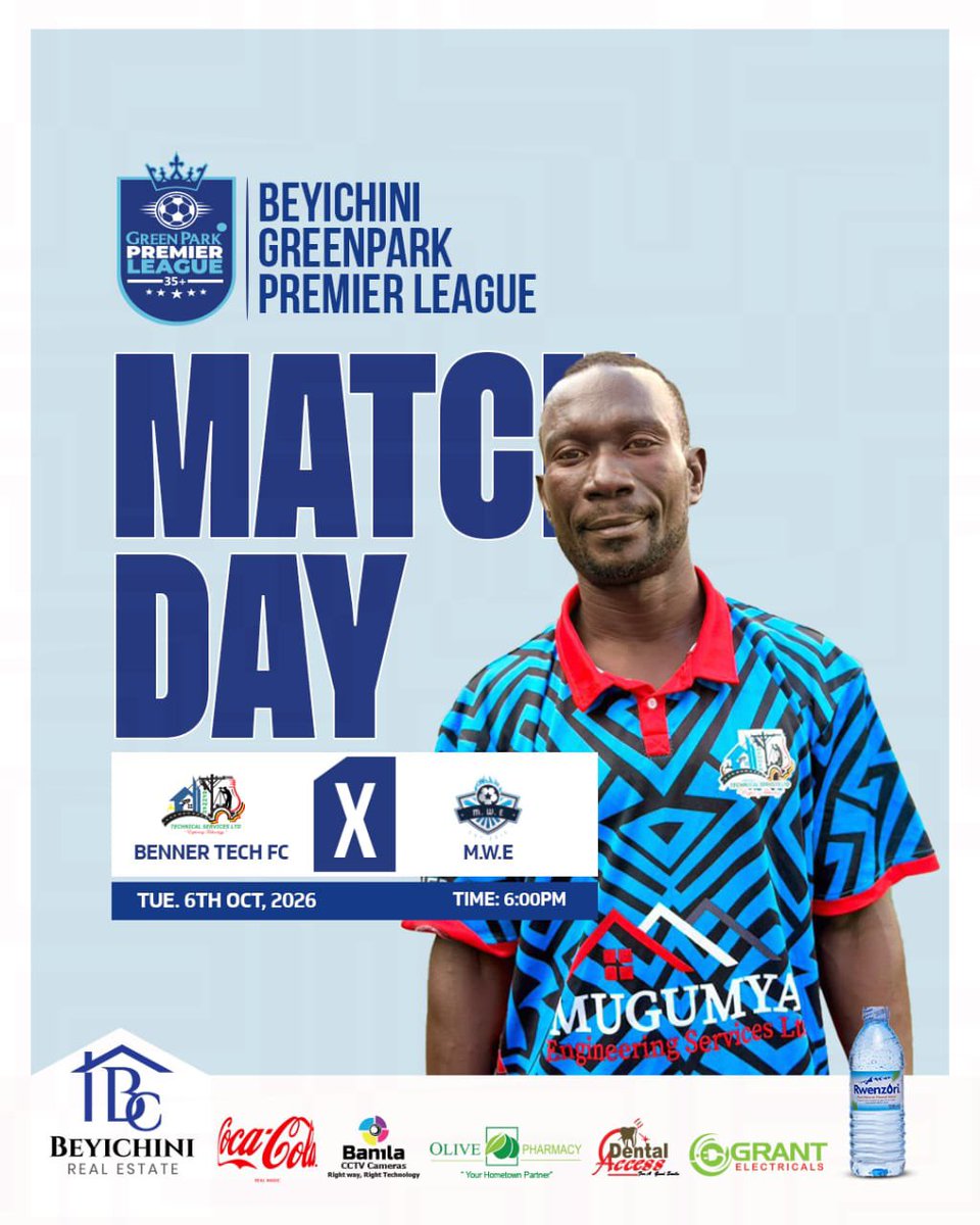greenparkug's tweet photo. 🔵𝗠𝗔𝗧𝗖𝗛𝗗𝗔𝗬!🔵

 Benner Tech Fc 🆚 M.W.E   

📆 Tue 6th Oct
🏟️ Green Park Stadium
🏆 Premier League 
⏰ 6:00pm (EAT)

See you there 💙⚽️
#BeyichiniGreenParkPremierLeague 35+ https://t.co/y892jkfFAn