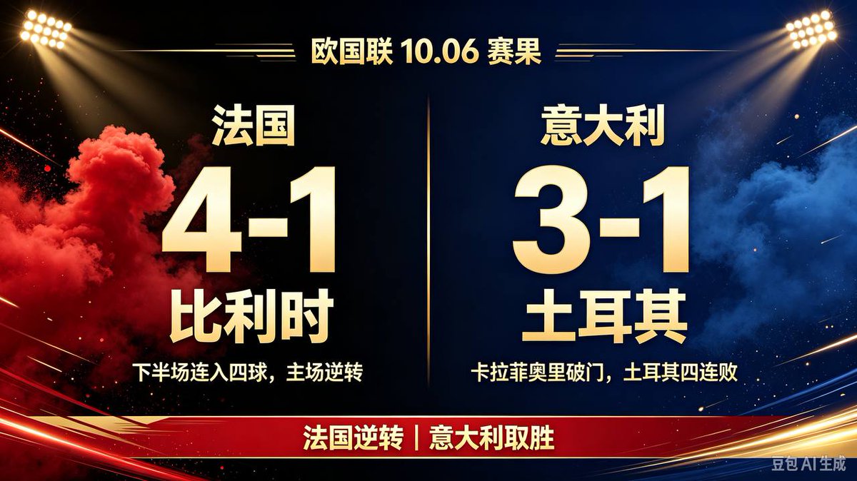 ProudMumaUK's tweet photo. #欧国联 #足球战报 #足坛热点 #云博体育 #葡萄牙 #C罗
喜欢足球的可以点击https://t.co/gkIheoM8P8下载注册新用户首充福利多多
!
欧国联｜北京时间10‑06凌晨 A级赛果

• 法国 4‑1 比利时  卢克巴基奥先拔头筹

• 意大利 3‑1 土耳其  斯卡马卡首开记 https://t.co/eN4VGzkEf1