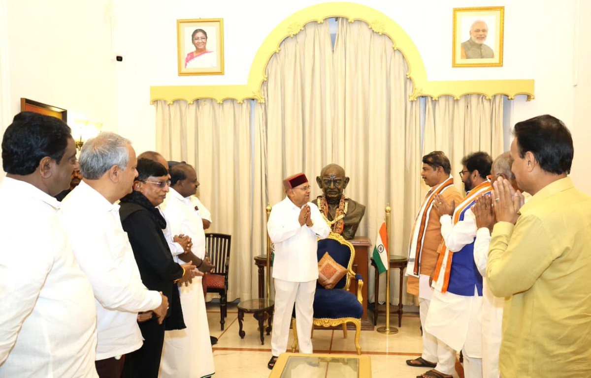 path2shah's tweet photo. NDA Petitions Karnataka Governor, Alleges Congress Is Misusing Police to Stall Voter Revision Process
Bengaluru
Leaders of the National Democratic Alliance (#NDA) in Karnataka, comprising the Bharatiya Janata Party (#BJP) and Janata Dal Secular(#JDS), on Tuesday submitted a formal memorandum to #Governor Thaawarchand Gehlot, alleging unlawful interference by the ruling Congress government in the ongoing Special Intensive Revision (#SIR) of electoral rolls.
The delegation, led by Union Ministers H.D. Kumaraswamy, alongside Leaders of the Opposition R. Ashoka (Assembly) and Chalavadi Narayanaswamy (Council), accused the state government of weaponising the police apparatus against opposition party workers filing statutory objections to voter lists.
According to the memorandum, the SIR process is currently at the stage of notice hearings and the disposal of claims and objections. The alliance asserted that submitting objections against the inclusion of ineligible names via #Form7 is a legitimate statutory right under Rule 13(2) of the Registration of Electors Rules, 1960, and backed by #ElectionCommission of India (ECI) guidelines permitting bulk submissions by Booth Level Agents (#BLAs).
The opposition parties alleged that the Congress administration and Karnataka Pradesh Congress Committee (#KPCC) functionaries have actively disrupted the exercise by pressuring local law enforcement to lodge criminal cases against applicants.
The memorandum pointed out that while submitting false claims under the election process is governed strictly as a non-cognizable offence under Section 31 of the Representation of the People Act, 1950, police departments are invoking serious non-bailable penal sections under the Bharatiya Nyaya Sanhita (BNS), 2023,including cheating, forgery, intimidation, and breach of peace,to bypass legal safeguards and intimidate BJP-JDS cadres.
The NDA also flagged a recent protest held on October 1 by Chief Minister #DKShivakumar and his cabinet colleagues outside the Chief Electoral Officer’s premises. The delegation termed the demonstration an unlawful bid to exert administrative pressure on an independent constitutional authority, asserting it violated High Court directions restricting protests in #Bengaluru exclusively to Freedom Park.
The delegation urged the Governor to intervene immediately, issue binding directives to the state administration to cease police intimidation, and protect the constitutional integrity of the ongoing electoral roll revision.
@hd_kumaraswamy
@INCKarnataka @BJP4Karnataka @TCGEHLOT