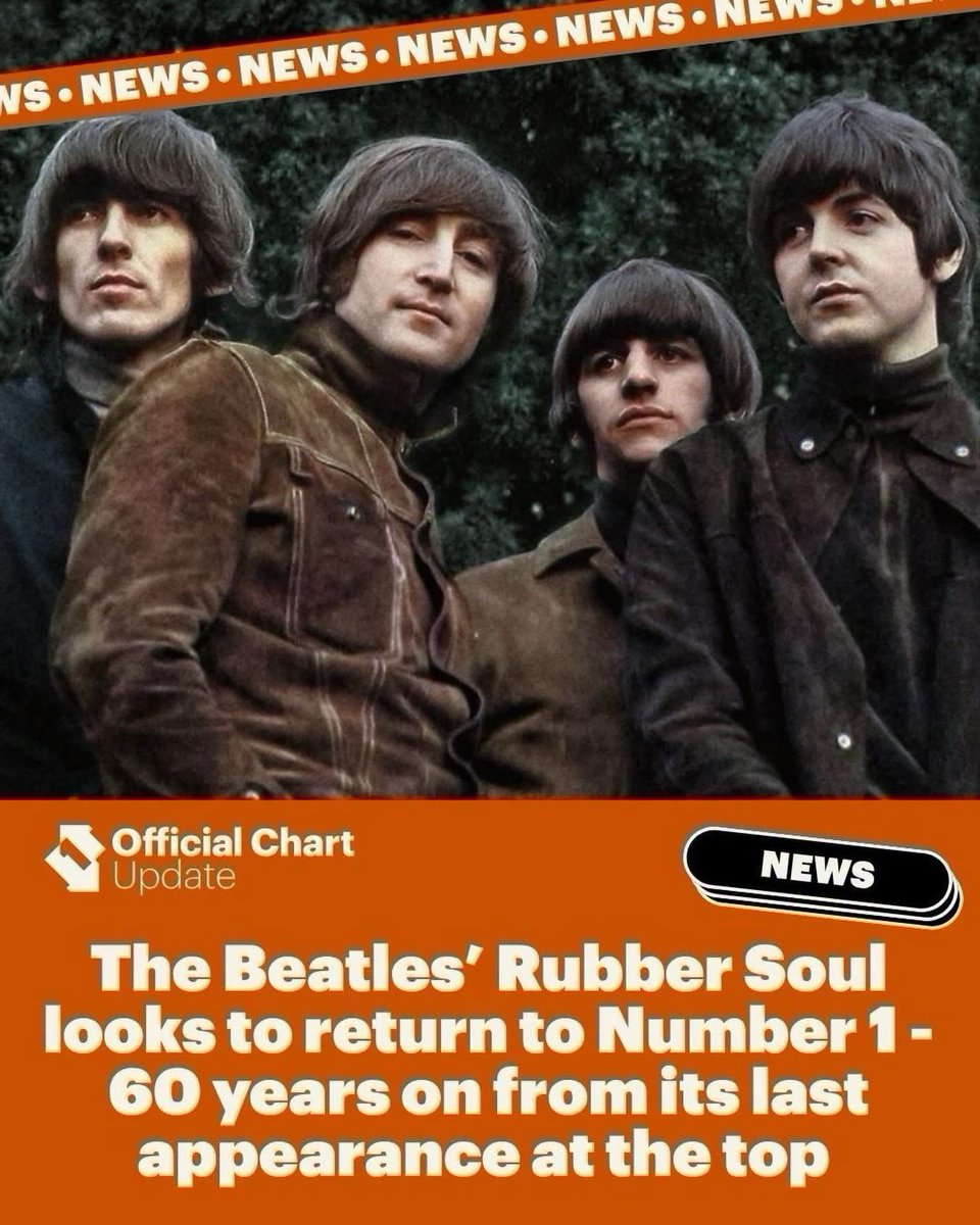 LudoJanssens's tweet photo. 60 years on from its last appearance at the top of the Official Albums Chart, Rubber Soul could clinch The Beatles their first Number 1 album since 2019! https://t.co/9XGLtpcd0J