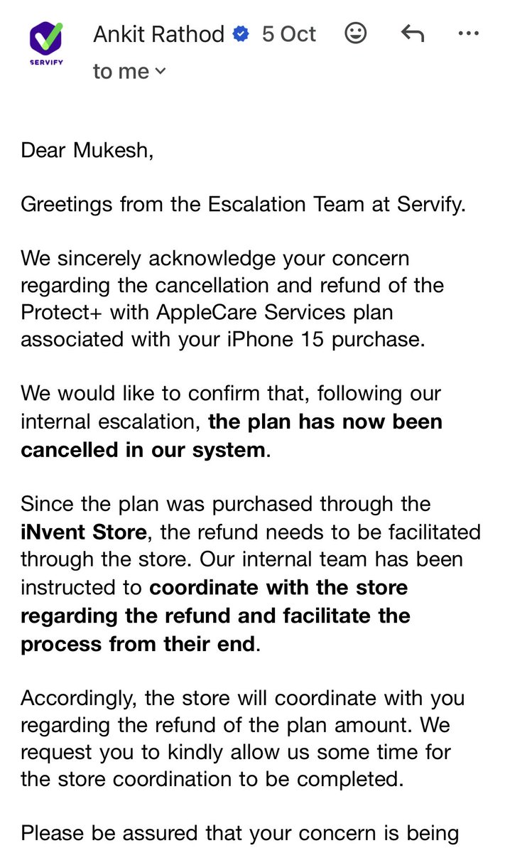 socrazymedia's tweet photo. Update: @ServifyHQ reached out yesterday to confirm my plan is canceled and that a refund is being processed back to my original payment method.

Considering their past record, this is a solid step forward. Just waiting on the funds to show up in my account now.
@jagograhakjago https://t.co/s38RASAd8w