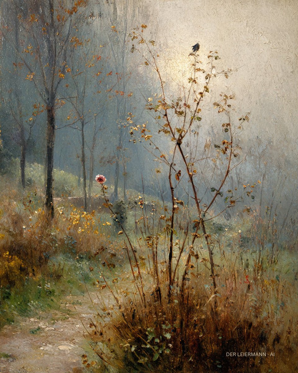StieglerThomas's tweet photo. Der Herbst ist ein grausamer Lehrer.

Im Frühling atmet die Seele auf. Wir sehen das erste Grün, die Knospen an den Bäumen und die ersten Blumen. Nach der langen, grauen Winterzeit scheint die Welt wieder aufzuatmen, und wir freuen uns über jede Kleinigkeit, die neu zum Vorschein kommt.
Doch irgendwann ist der Garten so voller Leben, dass man die einzelne Blume kaum noch bemerkt. Und wir gehen an Hunderten von ihnen vorbei, ohne eine einzige davon anzusehen.

Im Herbst ist das anders.
Da hängt vielleicht noch eine einzelne Rose am Strauch. Die Astern sind längst verblüht, die Stauden werden braun, und nur irgendwo dazwischen findet sich noch eine einzelne Blüte, die um ein paar warme Tage kämpft.
Und plötzlich schauen wir genauer hin.
Nicht, weil diese letzte Blume schöner wäre als all die Rosen, an denen wir im Juni achtlos vorbeigelaufen sind, sondern weil wir wissen, dass auch sie bald verschwunden ist.

Und ist es in unserem Leben nicht ähnlich?
Solange wir jung sind, glauben wir, unendlich viel Zeit zu haben. Noch einen Sommer, noch einen Abend mit Freunden, ein neues Jahr, eine Reise, ein Buch, einen Sonnenuntergang.
Wir glauben, ewig zu leben, und laufen an den Dingen vorbei, ohne zu bemerken, wie schön sie sind.

Erst wenn es Abend wird, verändert sich unser Blick.
Und erst dann bemerken wir die Schönheit der letzten, zerzausten Rosen im Herbst.
