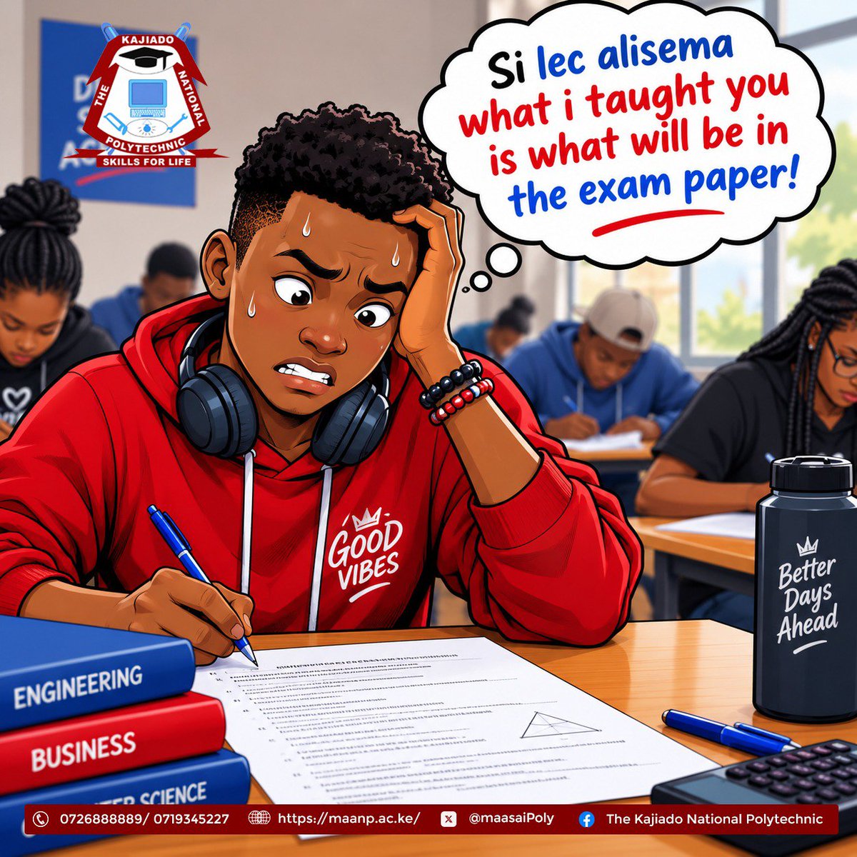 KajiadoPoly's tweet photo. "What I taught you will be in the exam."
— Famous last words. 😂😭”  Kama ushawahi jipata kwa hii situation konga like, comment your experience. https://t.co/tT19b4cP4y