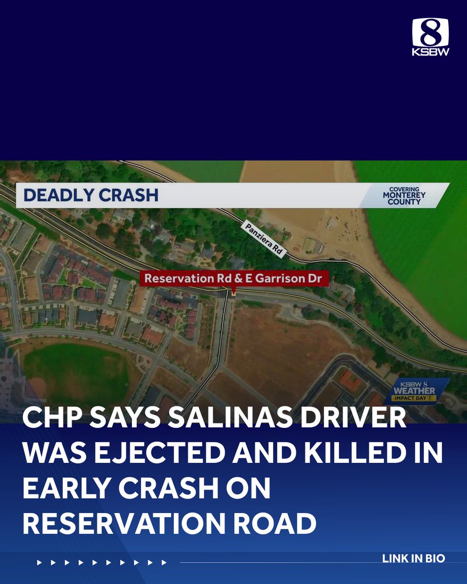 ksbw's tweet photo. CHP says Salinas driver was ejected and killed in early crash on Reservation Road | LINK IN BIO https://t.co/lXeyq5RLmL