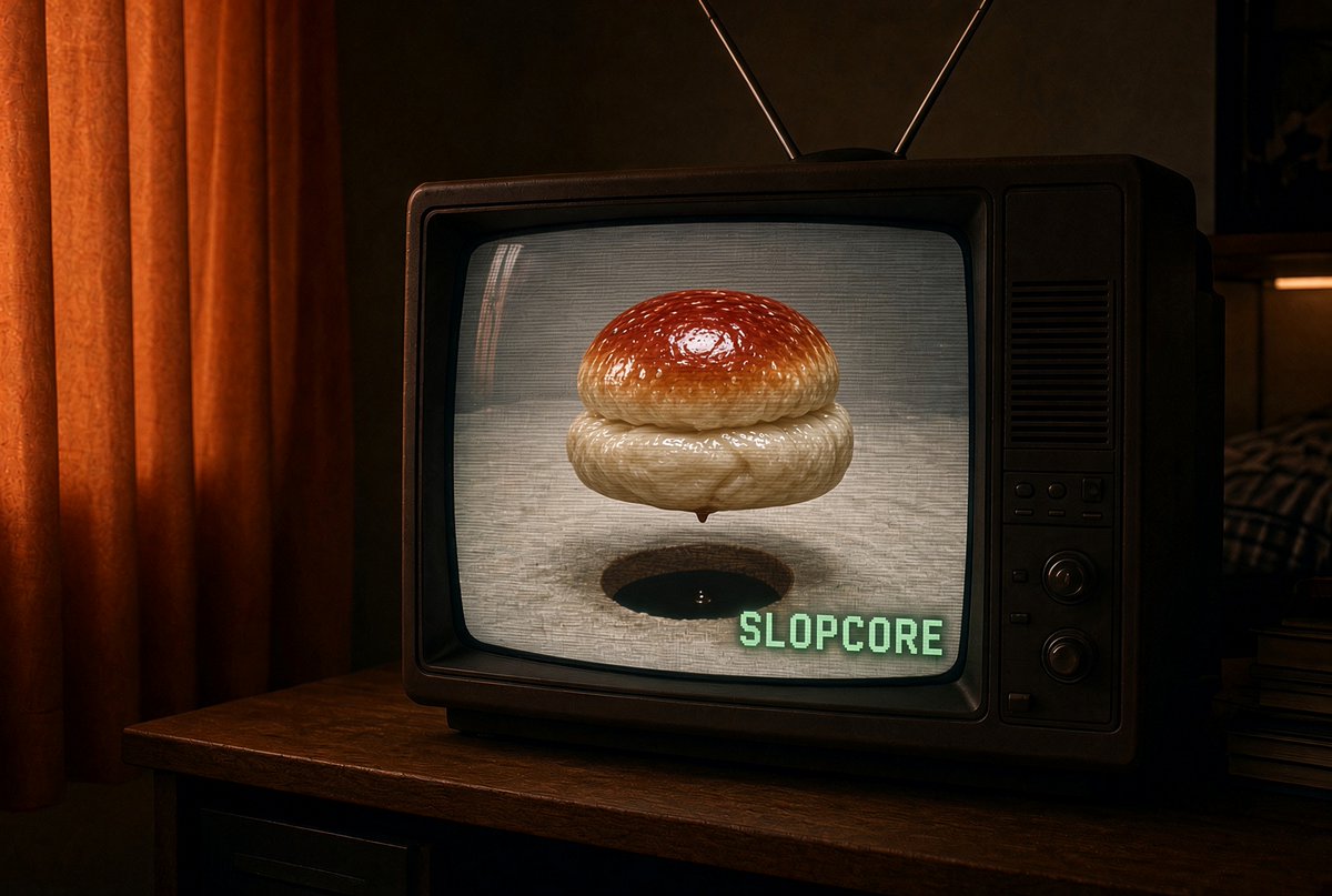endless_screen's tweet photo. Endless Screen. Slopcore, on a projector.

Dark room. £12 popcorn. A sequel from two years ago.

This one doesn’t wrap. 24/7 generative slop on Kick. You bribe the next ~5s. Highest bid plays.

Raise opens tonight on @Moshdottrade 
$ENDLESS / AMC holders eat $BUN you do not own the multiplex

watch https://t.co/H1hKjVjG9a 
play https://t.co/BYeLCrcLeT