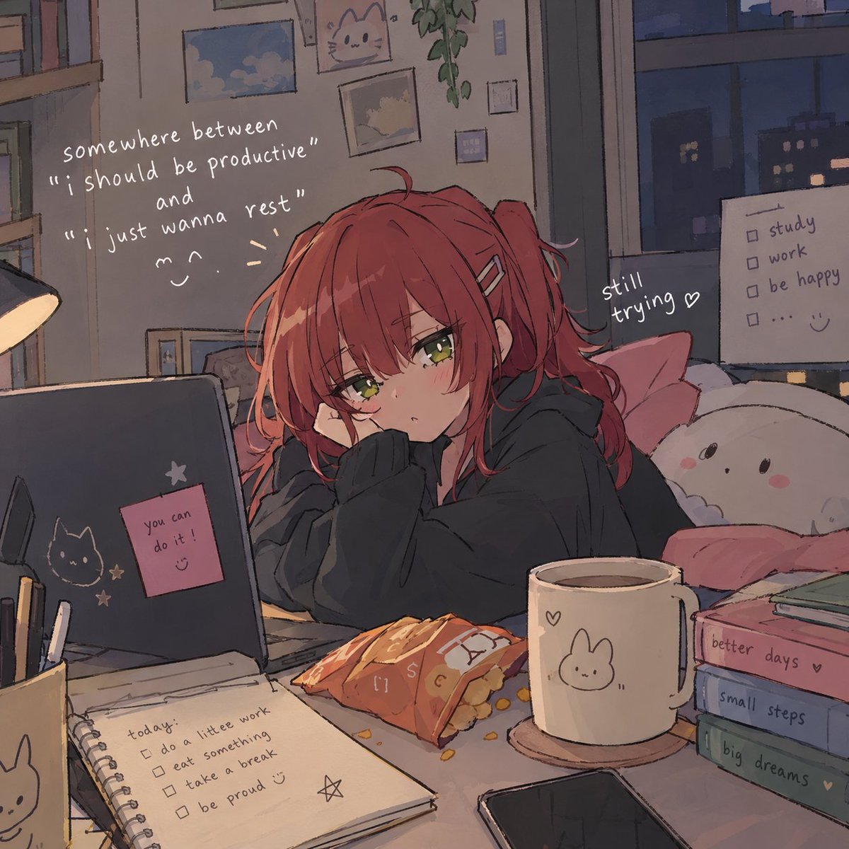 SalamiCarrion's tweet photo. just trying to survive the i’ll do it later mood
#relatable #cozyvibes #latenightvibes #animegirl https://t.co/C03rMWIPxa