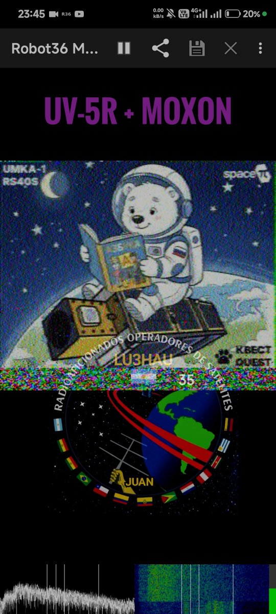 LU3HAU's tweet photo. UmKA-1 (RS40S) active, signal captured at 3° elevation during the final minute of the pass... 02:45 UTC, October 6, 2026

#rs40s #UMKA1 #SpacePi #УмКА1 #SSTV #Uv5r #Moxon #Robot36 #look4sat https://t.co/6Jk8gqDOPq