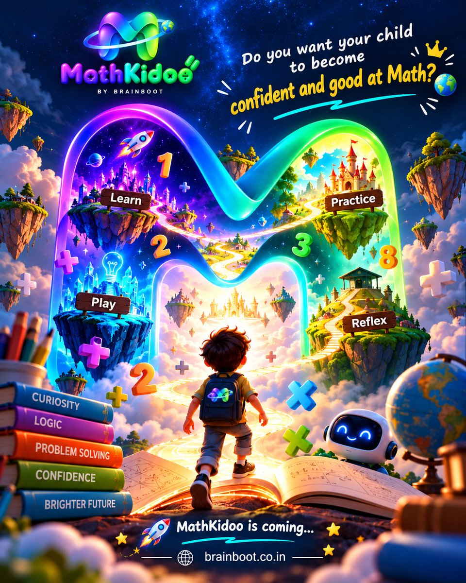 askbrainboot's tweet photo. 🚀 MathKidoo - Launching Soon! 🌟
Math made fun. For brighter tomorrow. 💜💚
Get ready to make numbers your new best friends. ➕➖✖️➗
🌈 Learn. Play. Discover.
🚀 MathKidoo - Launching Soon!
🌐 https://t.co/Or748E1x9t
#learning #maths #MathForKids #KidsLearning #LearnMath https://t.co/ySdWAsj8Md
