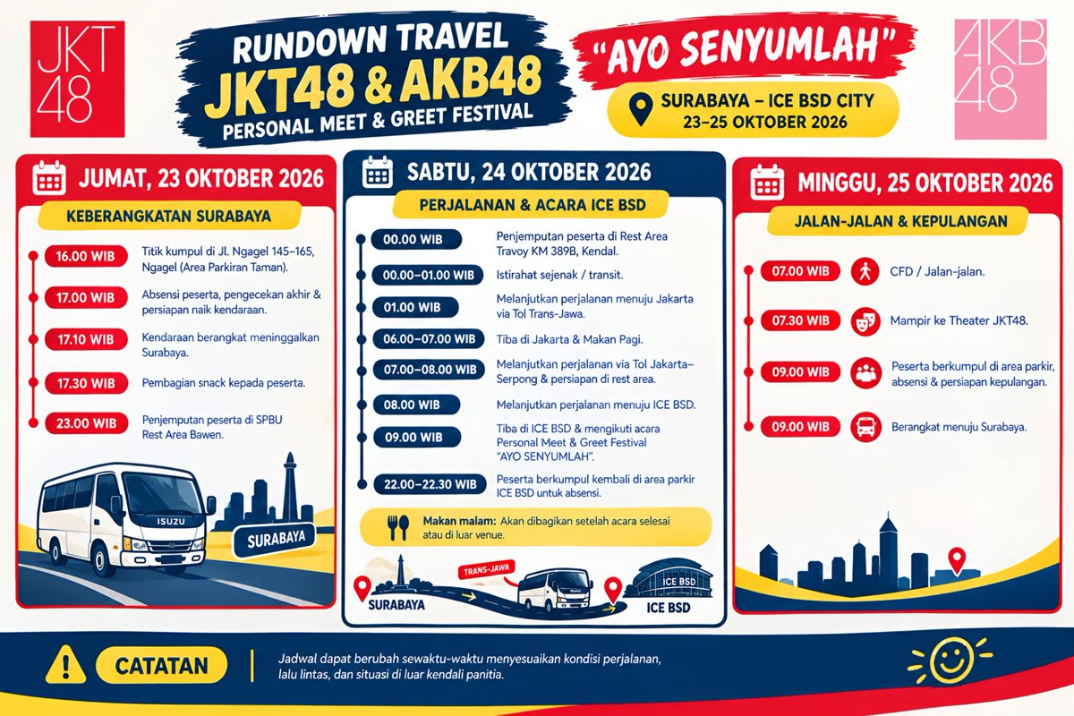 fadilkarimmm's tweet photo. Tersisa 2 slot! Amankan sekarang! 😉
JKT48 &amp; AKB48 PERSONAL MEET AND GREET FESITAVAL "AYO SENYUMLAH"

#JKT48 
#AKB48
#SURABAYA
#OPENTRIP 
#MNG https://t.co/LryV96zfkQ