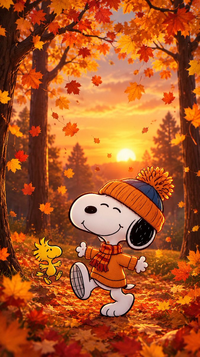 SnoopyWallpaper's tweet photo. Snoopy Sunset Autumn Walk 🌅🍂🍁 https://t.co/HtyP6aR5MX