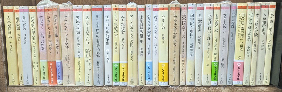 aisyokan's tweet photo. 【入荷情報】ちくま文庫『言の葉 : 茨木のり子集　全3冊揃い』『ブライヅヘッドふたたび』『マジメとフマジメの間』『ファービアン』『リトル・チルドレン』『「読み」の整理学』『哲学者とは何か』『変身の恐怖』『向田邦子ベスト・エッセイ』『「谷根千」の冒険』など ＃筑摩 #古本 ＃文庫 ＃古書 https://t.co/71ayZPYLEk