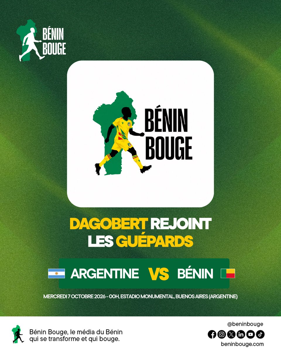 BeninBouge's tweet photo. Bonzour les bougeurs 

Ça y est, c’est le jour J 🥳

DAGOBERT, le mythique marcheur du Logo de Bénin Bouge vient de chausser ses crampons et de prendre le départ à toute vitesse depuis la corniche de Cotonou pour rejoindre les Guépards à Buenos Aires en argentine.

Il promet à Gernot ROHR d’être un remplaçant de taille en cas de besoin pour nos joueurs.

À ce soir , à partir de 00h (heure du Bénin) sur Canal + sport pour suivre le match Argentine 🇦🇷 VS Bénin 🇧🇯.

Dites à Lionel MESSI et ses co-équipiers qu’ils peuvent commencer à trembler 😈.

On est là pour tout Whippin.

#BeninBouge