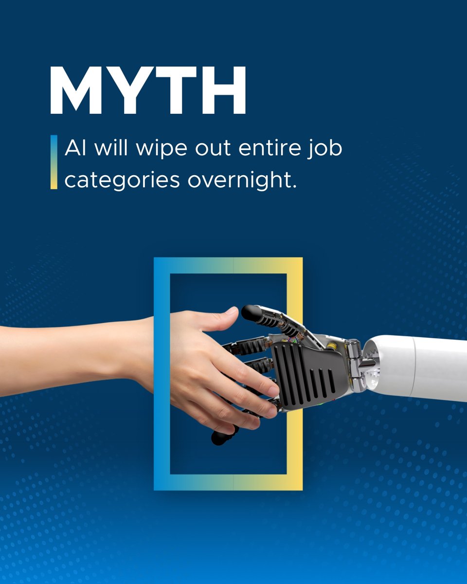 AltenIndia's tweet photo. “AI will take all our jobs.” ❌ Myth. Technology reshapes work and creates new opportunities. The real advantage goes to those who learn to work with AI. What skill are you building this year? Explore roles: https://t.co/NQBLBKOF7Y #AIMythVsFact #ALTENIndia #ALTEN #FutureOfWork https://t.co/yNpPWMoC1v