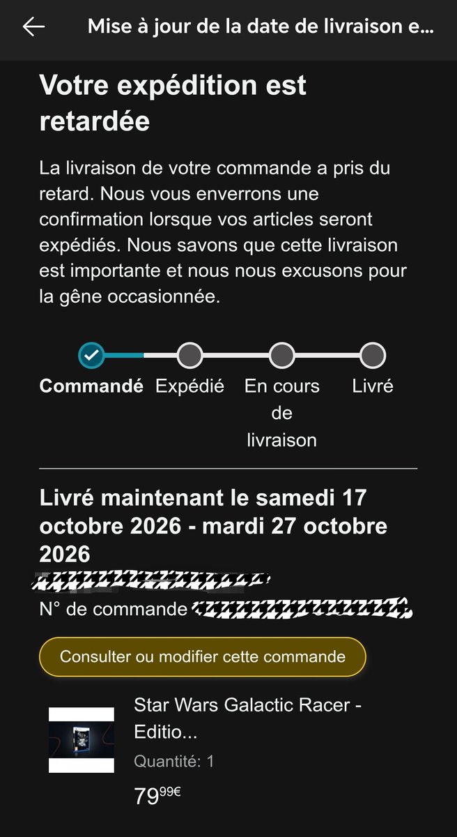 neo77testeur's tweet photo. https://t.co/6zYIcGG5zs https://t.co/eM0xqMIpAR 
Amazon vous vous foutez vraiment et la gueule de vos clients. Précommandé et toujours pas de réception le jour de la sortie 🤬😡
Et en plus une date approximative pour l'envoie, Bravo 👏 

Star Wars Galactic Racer édition Deluxe https://t.co/WNfcRqc5Xm