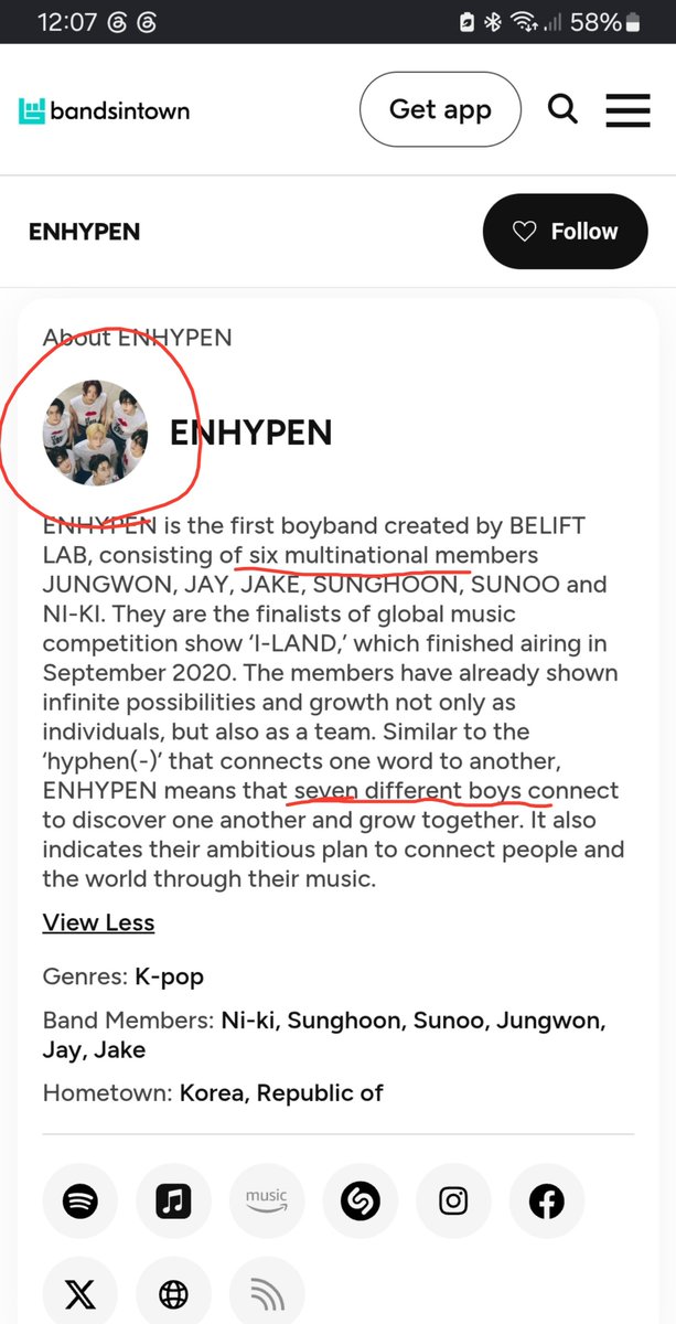 hooniekim__'s tweet photo. I'm laughing at Belift 10x harder now. You can see seven members pic and they have mentioned six multinational members and at the same time what ?? Even wrote Enhypen meant that seven different boys connect . Don't you think BELIFT is the biggest dumb ?? It motivates me more 😂 https://t.co/4g20kIyIGl