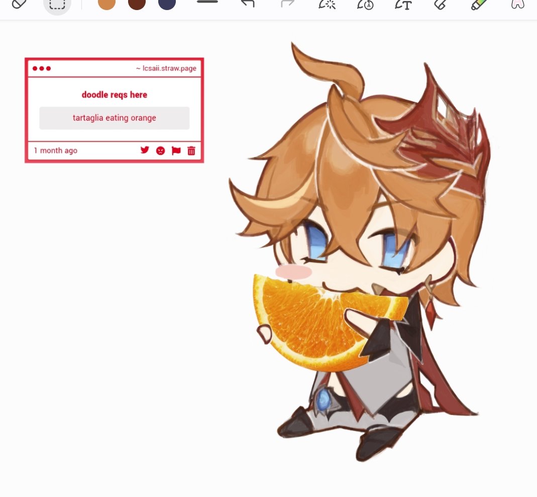 lcsaii's tweet photo. orange eating orange #tartaglia https://t.co/y38wl9NxpV