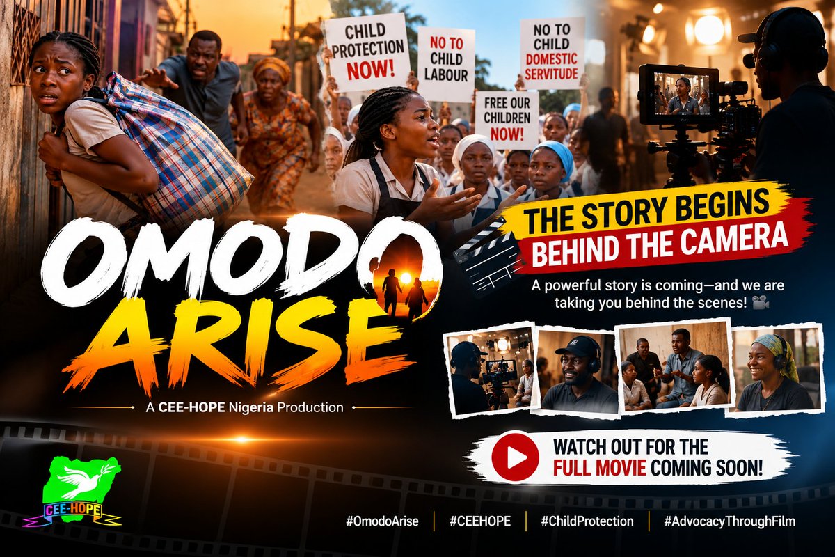 OlumideIDOWU's tweet photo. 🎬 THE STORY BEGINS BEHIND THE CAMERA

A powerful story is coming—and we are taking you behind the scenes! 🎥

Watch out for the full movie coming soon!

🎬 OMODO ARISE ✊🏾 A @ceehopenigeria Production

#OmodoArise #CEEHOPE #ChildProtection #AdvocacyThroughFilm