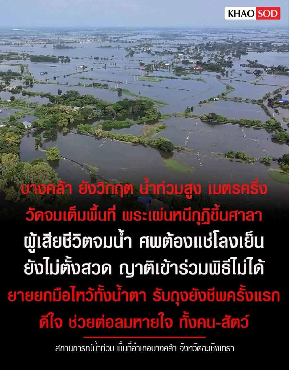 TarotYouuuu's tweet photo. ทุกคนครับ น้ำท่วมฉะเชิงเทราตอนนี้ วิกฤตแล้ว อำเภอบางคล้า น้ำท่วมสูง 1.50 เมตร มีผู้เสียชีวิตจมน้ำ ชาวบ้านได้รับความเดือดร้อนทั้งอำเภอ หลายพื้นที่ ไม่สามารถเข้าไปได้ หน่วยงานต่างๆ เร่งมือช่วยเหลือกันด้วยนะครับ !!!!

#ฝนตก
 #น้ําท่วม2569  #น้ำท่วม https://t.co/7naNJKZU6F