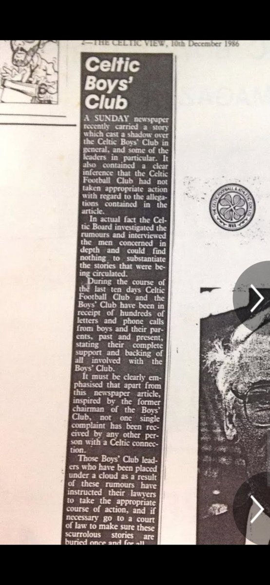 ProudScot76's tweet photo. Never forget the Celtic board carried an article in its club newspaper condemning the victims of the Celtic Paedophile Ring and effectively calling them liars. https://t.co/P6CTXSsyyn