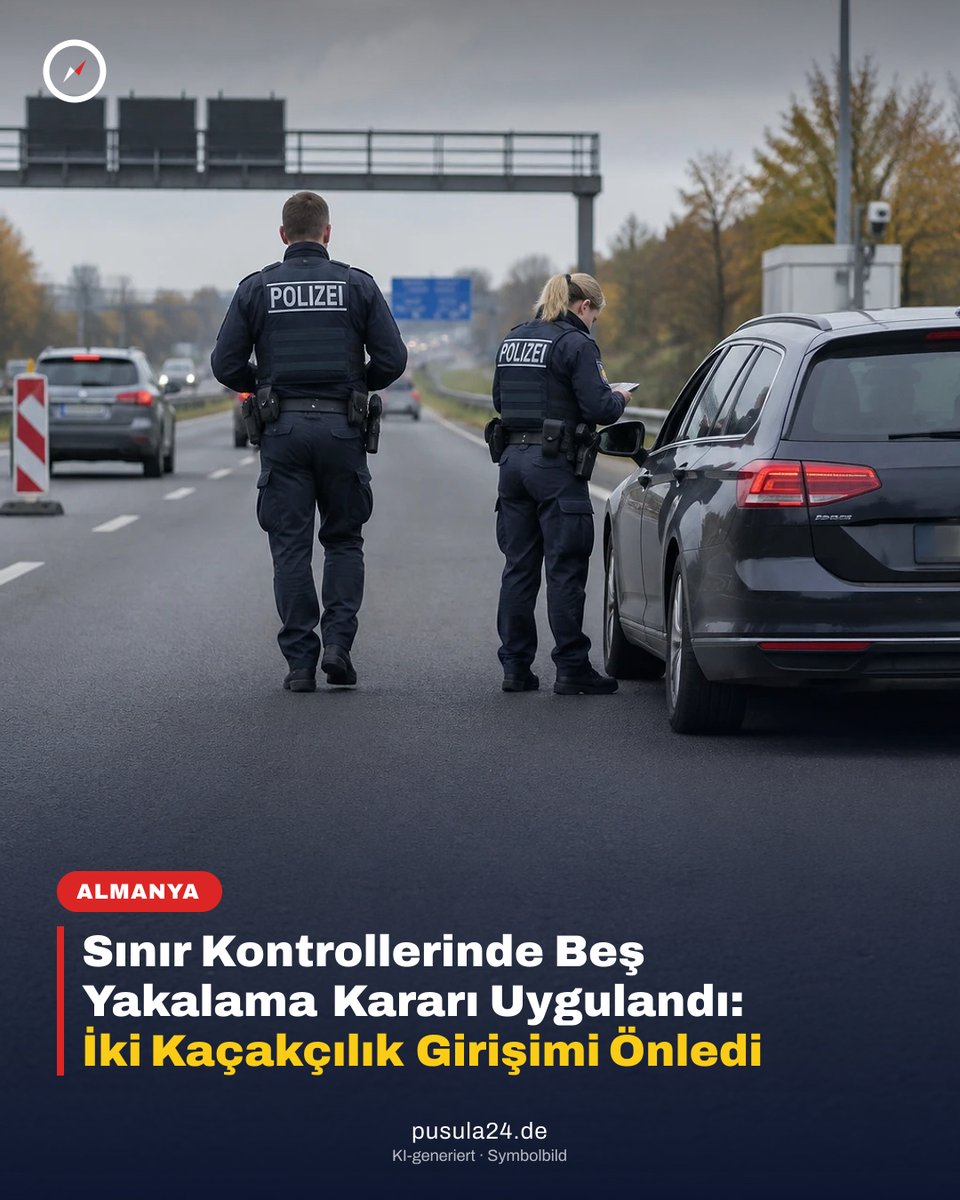 Pusula24de's tweet photo. Aachen’daki hafta sonu kontrollerinde beş yakalama kararı uygulandı, iki kaçakçılık girişimi önlendi. Belçikalı bir erkek, geçerli kimlik belgesi olmayan Suriyeli arkadaşıyla Almanya’ya giriş yaparken yardım şüphesiyle işlem gördü. #Pusula24 #Aachen https://t.co/wXx1Ia3Q34