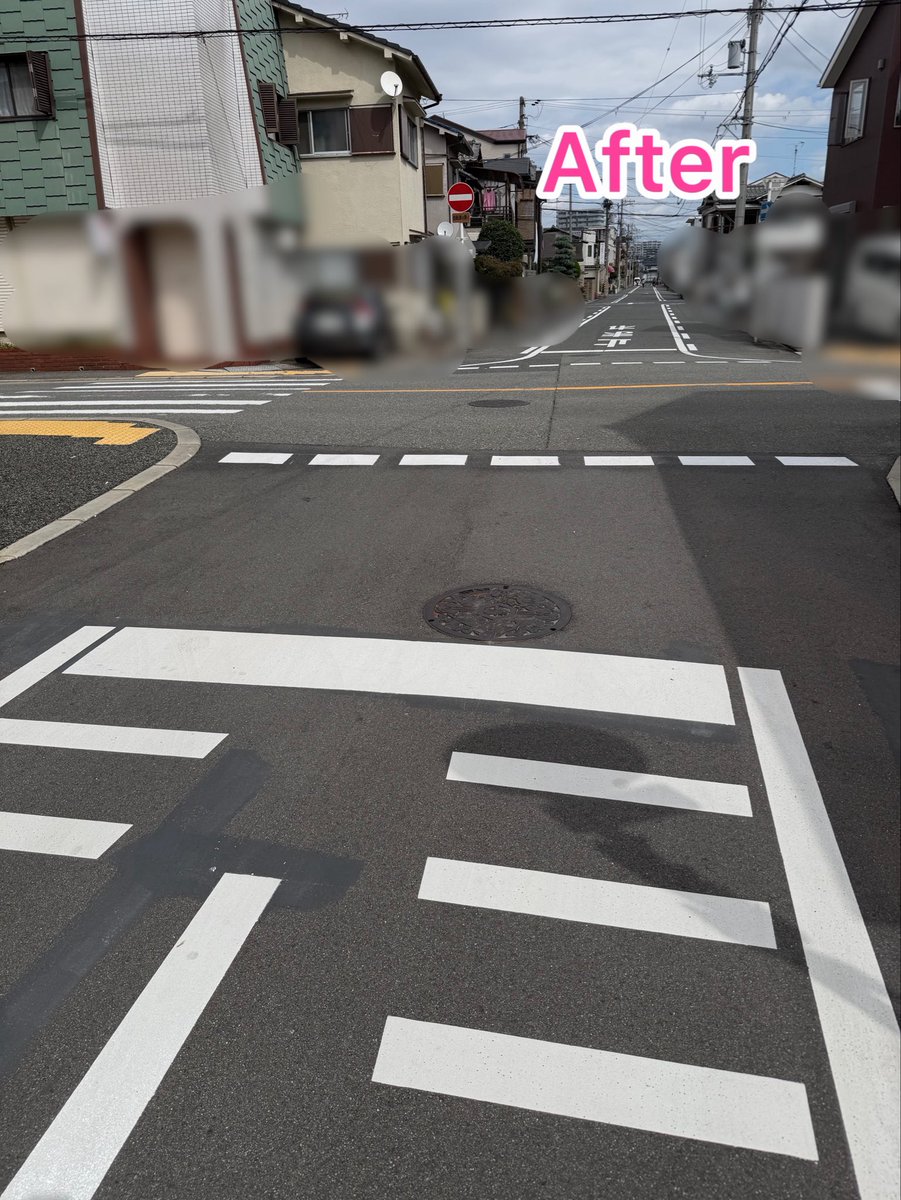 nakano_takafum1's tweet photo. 百舌鳥梅町の方から車の交通量が多く、横断歩道もあるので何とかして欲しいとのご相談をいただき担当の方へご報告。
交差点の前後に新たに路面舗装をしていただきました🙇‍♂️
担当の方々の迅速なご対応をはじめ近隣住民の皆さんのご協力に感謝を申し上げます。
#大阪維新の会 #堺市北区 #中野たかふみ https://t.co/xVtQ9Djwkh